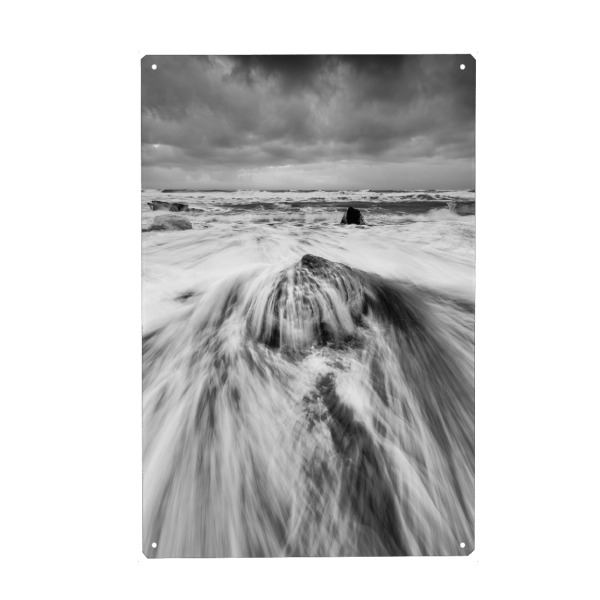 Metall Poster "Welle und Eisblock" artboxONE - Natur,Schwarzweiß,Reise / Strand und Meer