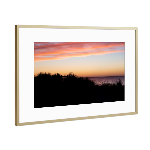 Poster mit Rahmen Gold "Meerblick bei Sonnenuntergang" artboxONE - Natur,Menschen,Reise / Strand und Meer