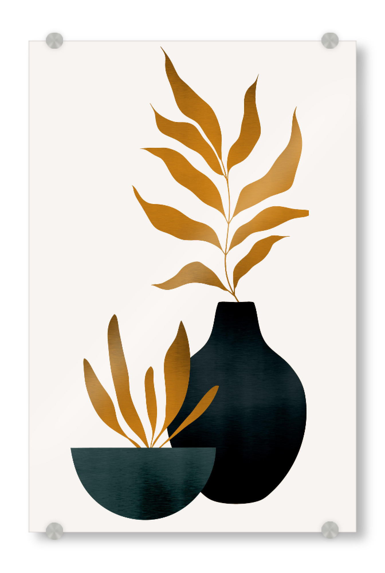 Acrylglasbild "Autumn Flowers" artboxONE - Abstrakt - Vase,Blumen,Pflanzen,Abstrakt,Skandinavisch,Modern,Flowers,Abstract,Blätter,Floral