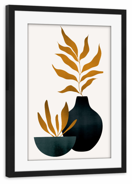 Poster mit Rahmen schwarz "Autumn Flowers" artboxONE - Abstrakt - Vase,Blumen,Pflanzen,Abstrakt,Skandinavisch,Modern,Flowers,Abstract,Blätter,Floral