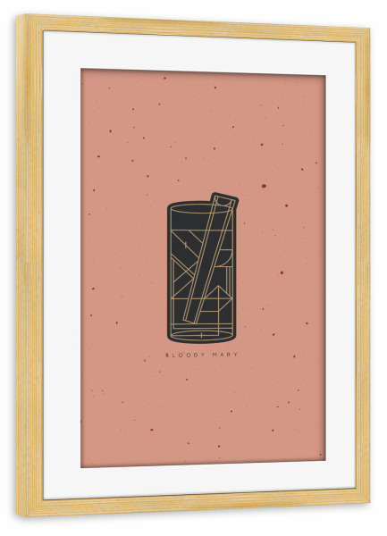 Poster mit Rahmen kiefer "Bloody Mary art deco cocktail" artboxONE - Essen & Trinken / Alkohol