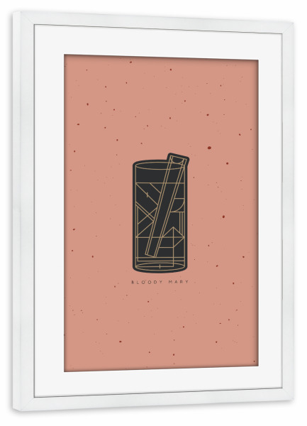 Poster mit Rahmen weiß "Bloody Mary art deco cocktail" artboxONE - Essen & Trinken / Alkohol