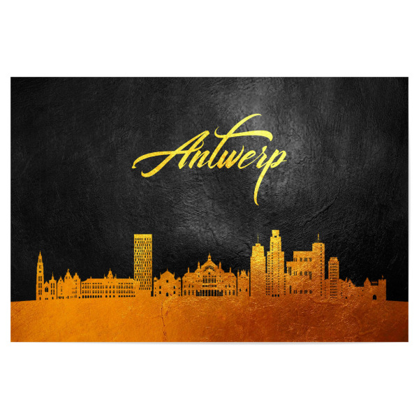 Poster "Antwerp Belgium Gold Skyline" artboxONE - Städte - Skyline,Gold