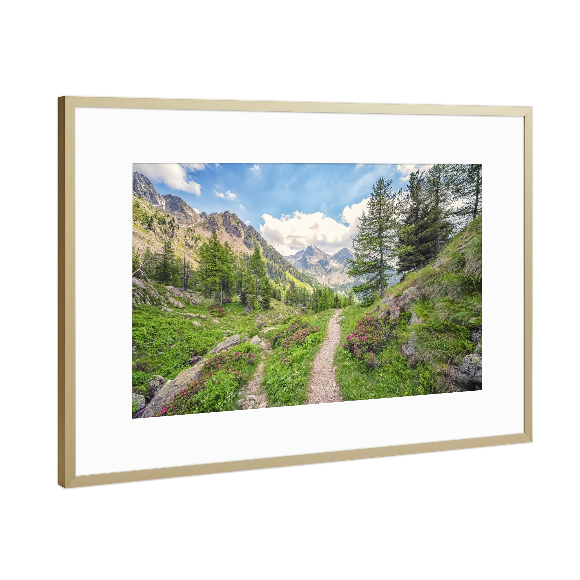 Poster mit Rahmen Gold "French Alps" artboxONE - Natur,Reise,Reise / Länder