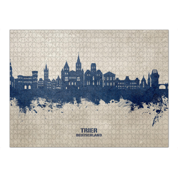 Puzzle Ravensburger "Trier Germany Skyline PaintBlue" artboxONE - Städte