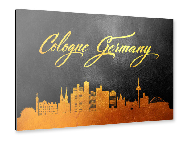 Alu-Dibond "Cologne Germany Gold Skyline" 30x20 cm artboxONE