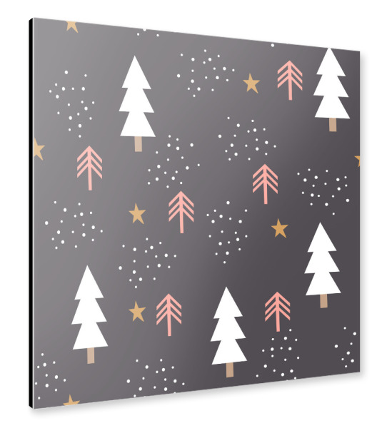 Alu-Dibond "Winter Muster mit Tannen" 30x30 cm artboxONE