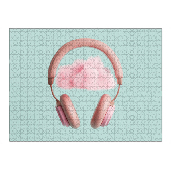 Puzzle Ravensburger "Pink headphones with cloud" artboxONE - Musik - Headphones,Cloud,Idea,Creativity,Thoughts,Thinking,Musik,Music,Kopfhörer,Collage