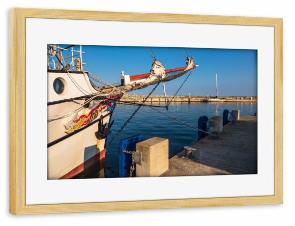 Poster mit Rahmen kiefer "Segelschiff im Hafen" artboxONE - Reise,Reise / Strand und Meer