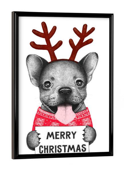 Poster mit schwarzem Rahmen "Christmas dog" artboxONE - Tiere,Weihnachten,Lustig