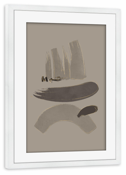 Poster mit Rahmen weiß "Gray Abstract Brush !" artboxONE - Abstrakt