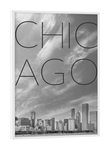 Poster mit weißem Rahmen "CHICAGO Skyline | Minimalismus" artboxONE - Schwarzweiß,Städte / Chicago