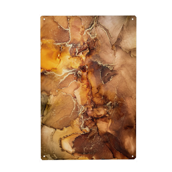 Holzbild "Bernstein" artboxONE - Abstrakt - Malerei,Tinte,Abstrakt,Modern,Hintergrund,Texturen,Textur,Farbe,Isopropanol,Alkoholtinte,Figuren,Abstract