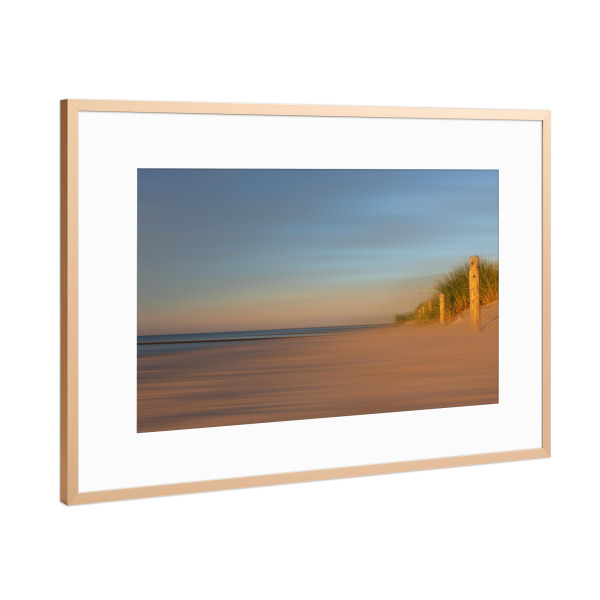 Poster mit Rahmen Kupfer "Dünen am Meer bei Sonnenuntergang" artboxONE - Natur,Abstrakt,Reise / Strand und Meer