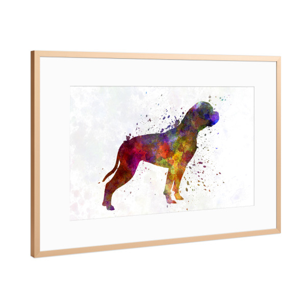 Poster mit Rahmen Kupfer "American Bulldog in watercolor" artboxONE - Tiere,Abstrakt