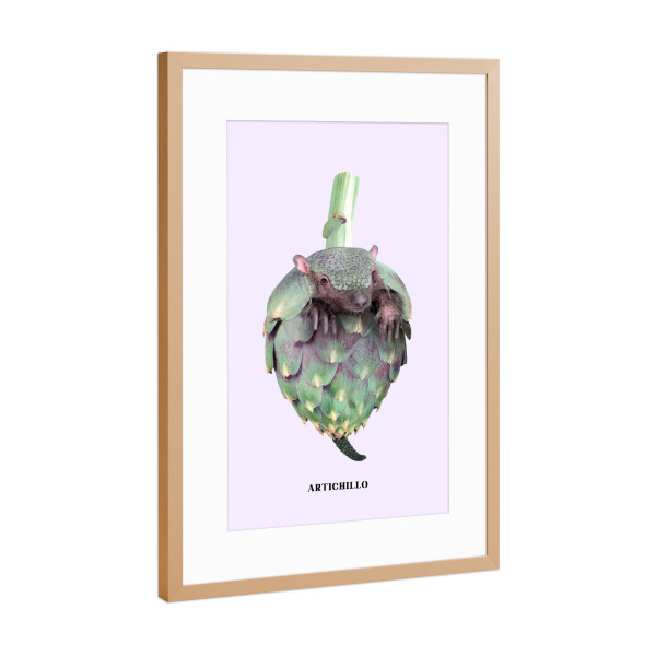 Poster mit Rahmen Kupfer "Artichillo" artboxONE - Tiere,Essen & Trinken / Obst & Gemüse,Lustig