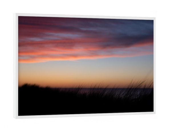 Poster mit weißem Rahmen "Dünen in der Dämmerung am Meer" artboxONE - Natur,Reise,Reise / Strand und Meer