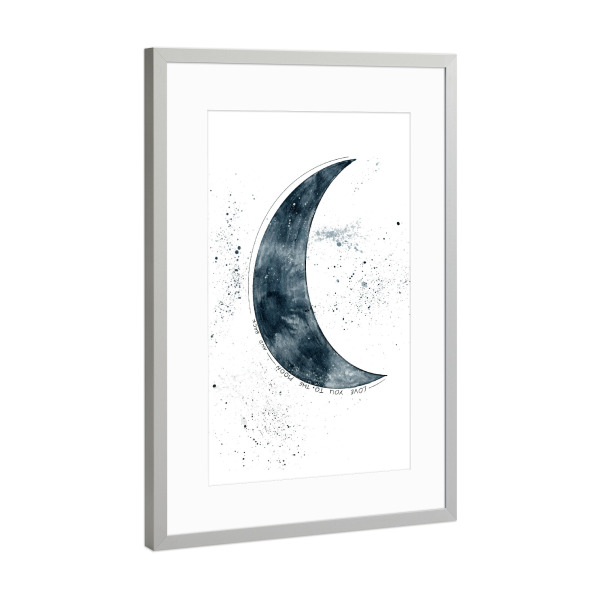 Poster mit Rahmen Silber "Kinder Mond" artboxONE - Natur,Für Kinder,Abstrakt,Liebe