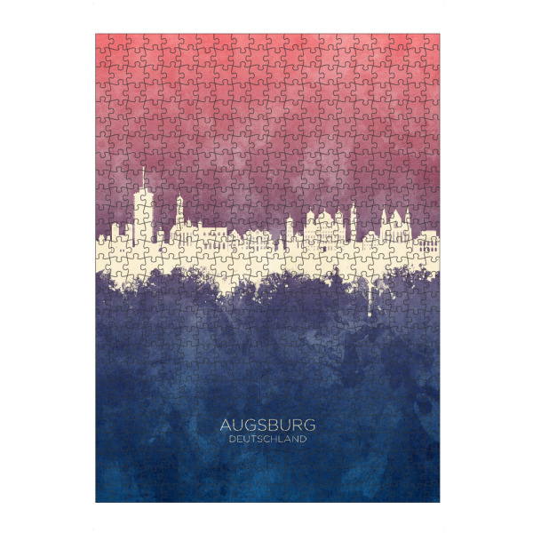 artboxONE Puzzle "Augsburg Germany Skyline BlueRose" artboxONE - Städte - Augsburg,Deutschland,Skyline,Cityscape,Stadtbild,Watercolor,Painting