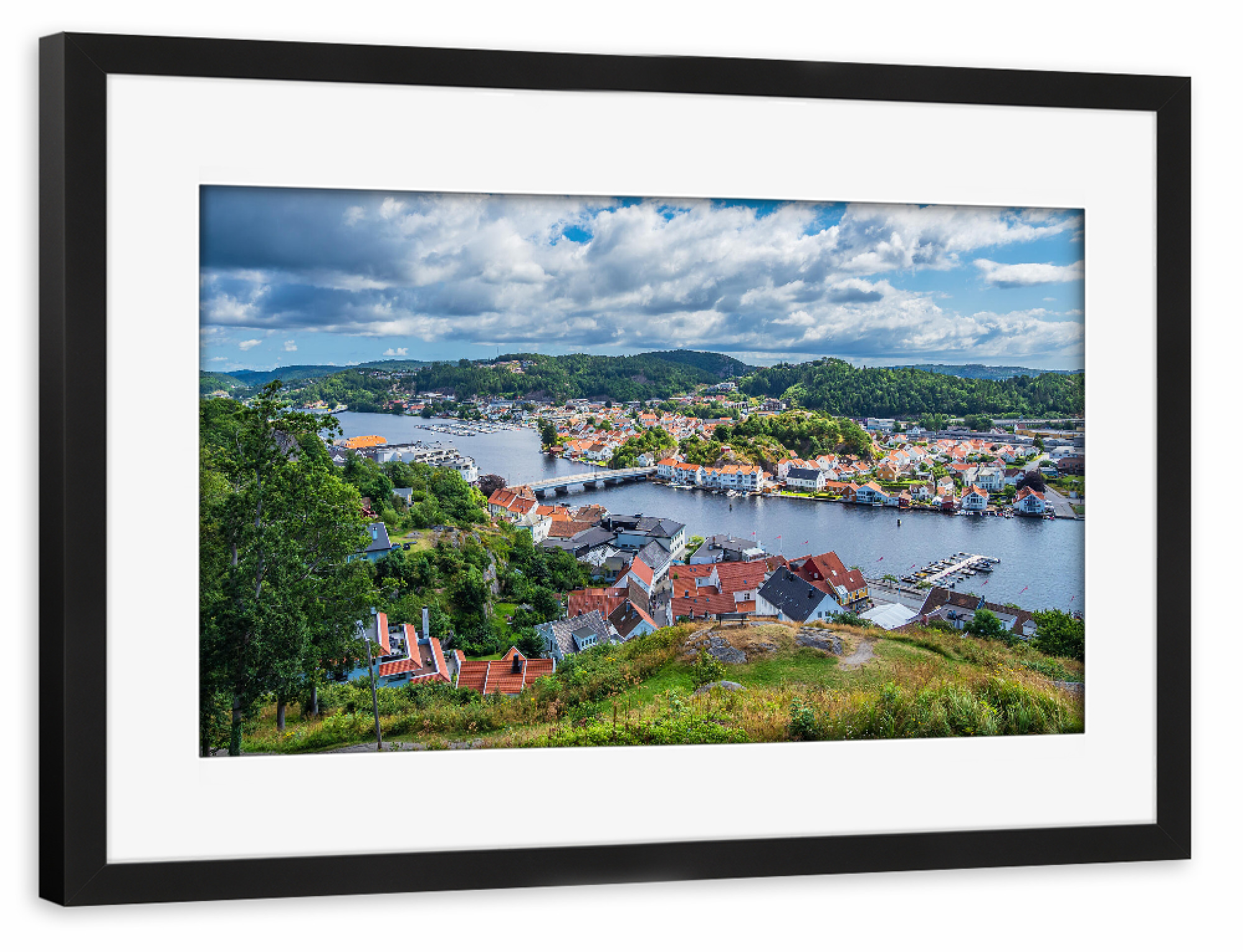 Poster mit Rahmen schwarz "Blick auf die Stadt Mandal" artboxONE - Natur,Reise,Architektur,Reise / Länder,Städte / Weitere