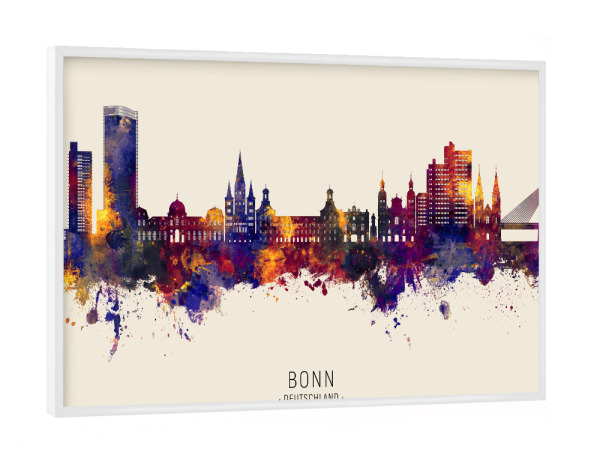Poster mit weißem Rahmen "Bonn Germany Skyline Autumn Name" artboxONE - Städte
