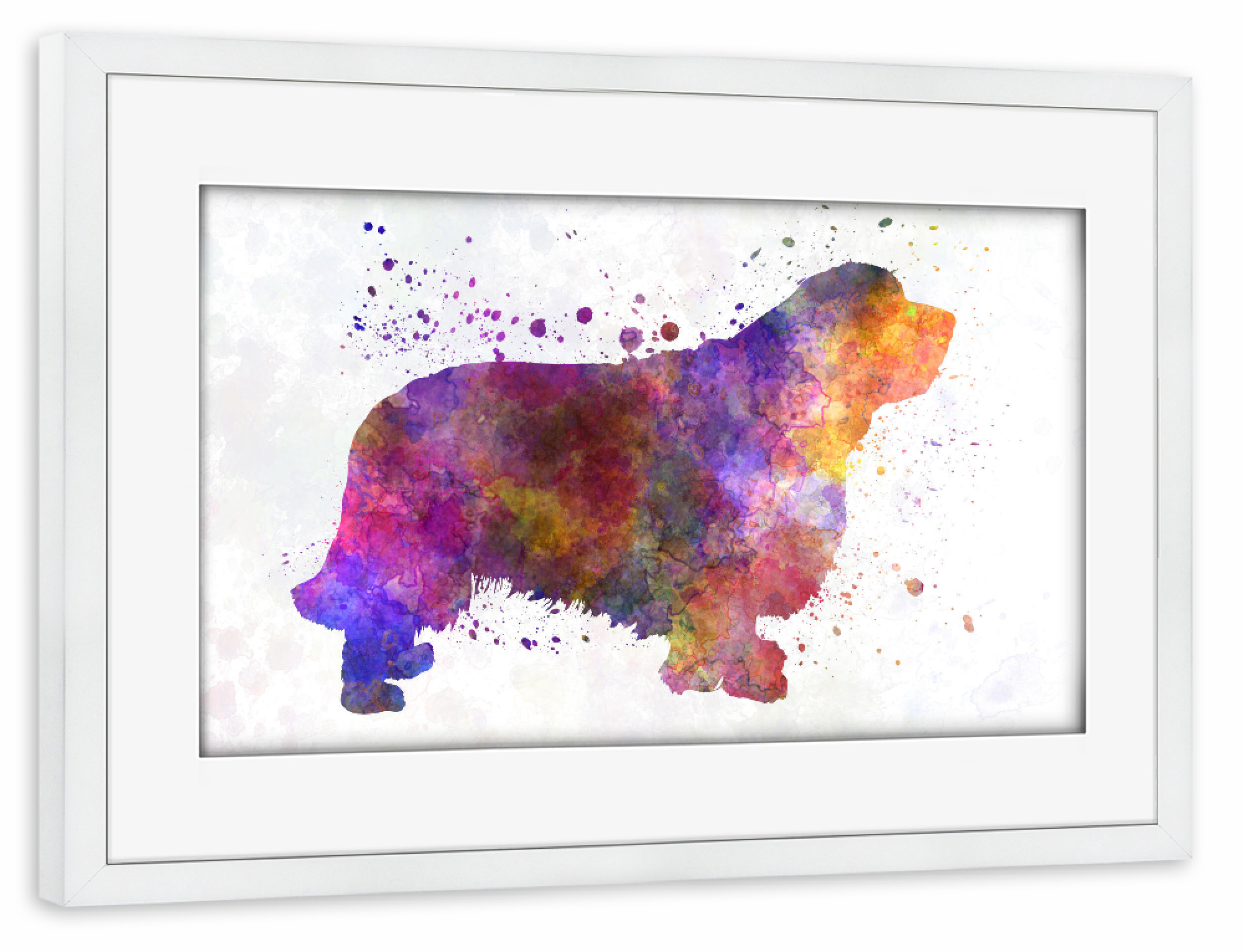 Poster mit Rahmen weiß "Clumber Spaniel in watercolor" artboxONE - Tiere,Abstrakt