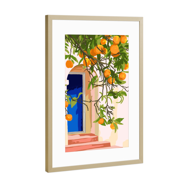Poster mit Rahmen Gold "Wherever you go, go with all" artboxONE - Natur,Essen & Trinken