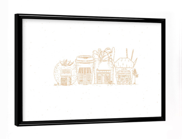 Poster mit schwarzem Rahmen "Storefronts grocery, asian food" artboxONE - Städte,Essen & Trinken,Architektur