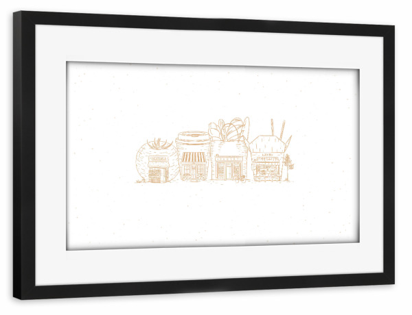 Poster mit Rahmen schwarz "Storefronts grocery, asian food" artboxONE - Städte,Essen & Trinken,Architektur