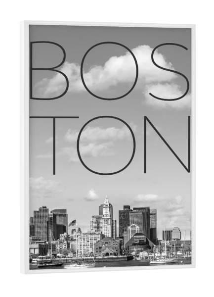 Poster mit weißem Rahmen "Skyline von Boston" artboxONE - Schwarzweiß,Städte / Boston