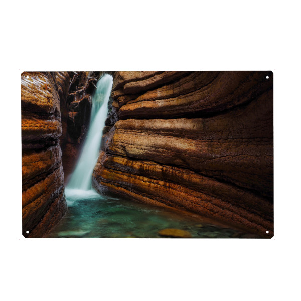 Metall Poster "Wasserfall im Red Canyon" artboxONE - Natur,Marmor