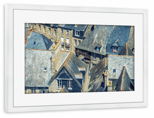 Poster mit Rahmen weiß "Dinan Roofs" artboxONE - Städte,Reise,Architektur,Reise / Länder,Städte / Weitere