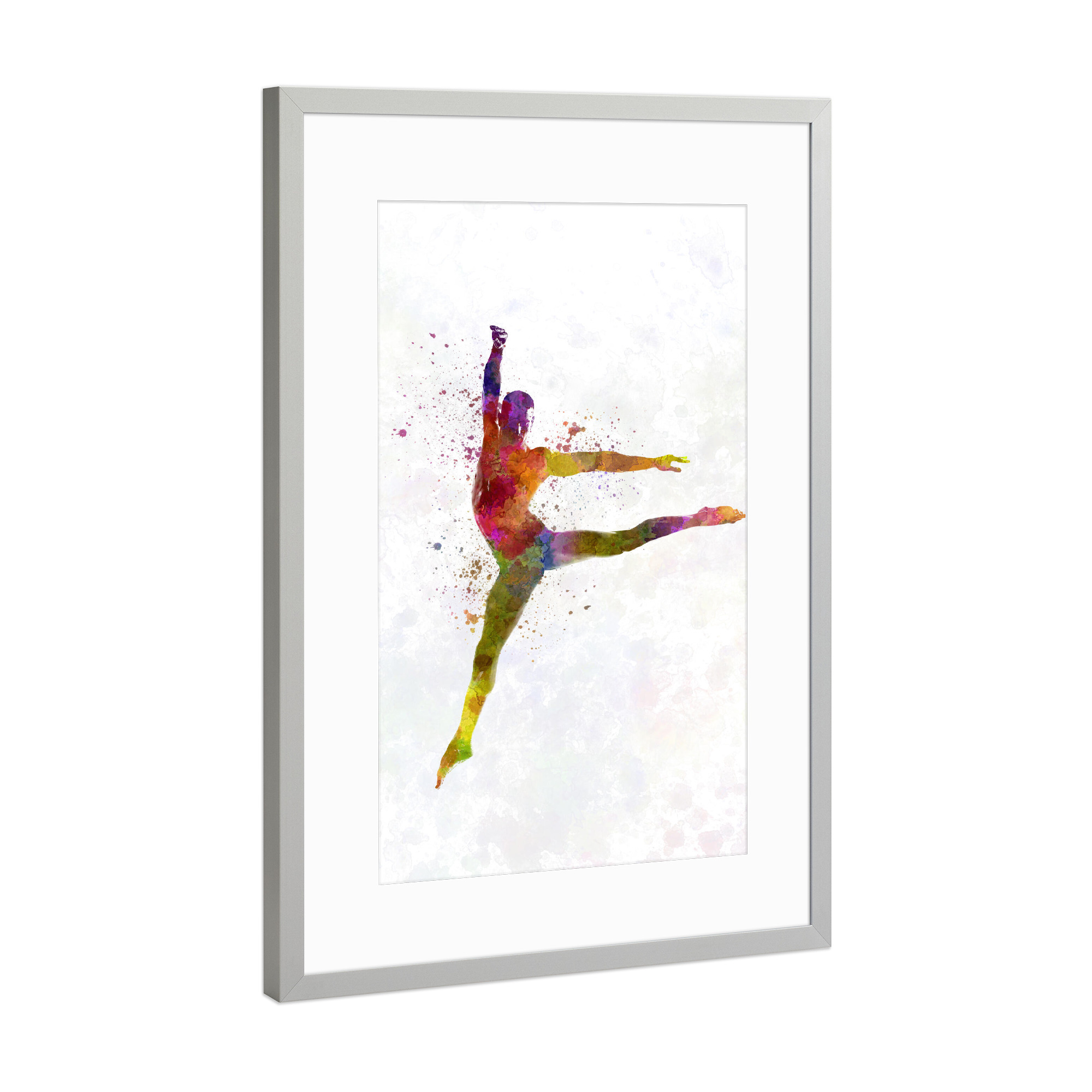 Poster mit Rahmen Silber "Contemporary dance watercolor-e" artboxONE - Sport