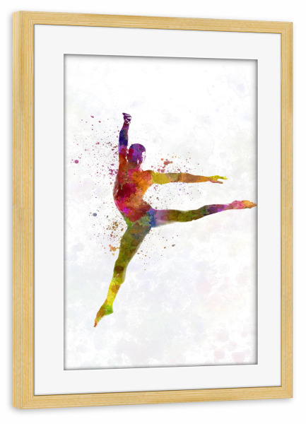 Poster mit Rahmen kiefer "Contemporary dance watercolor-e" artboxONE - Sport
