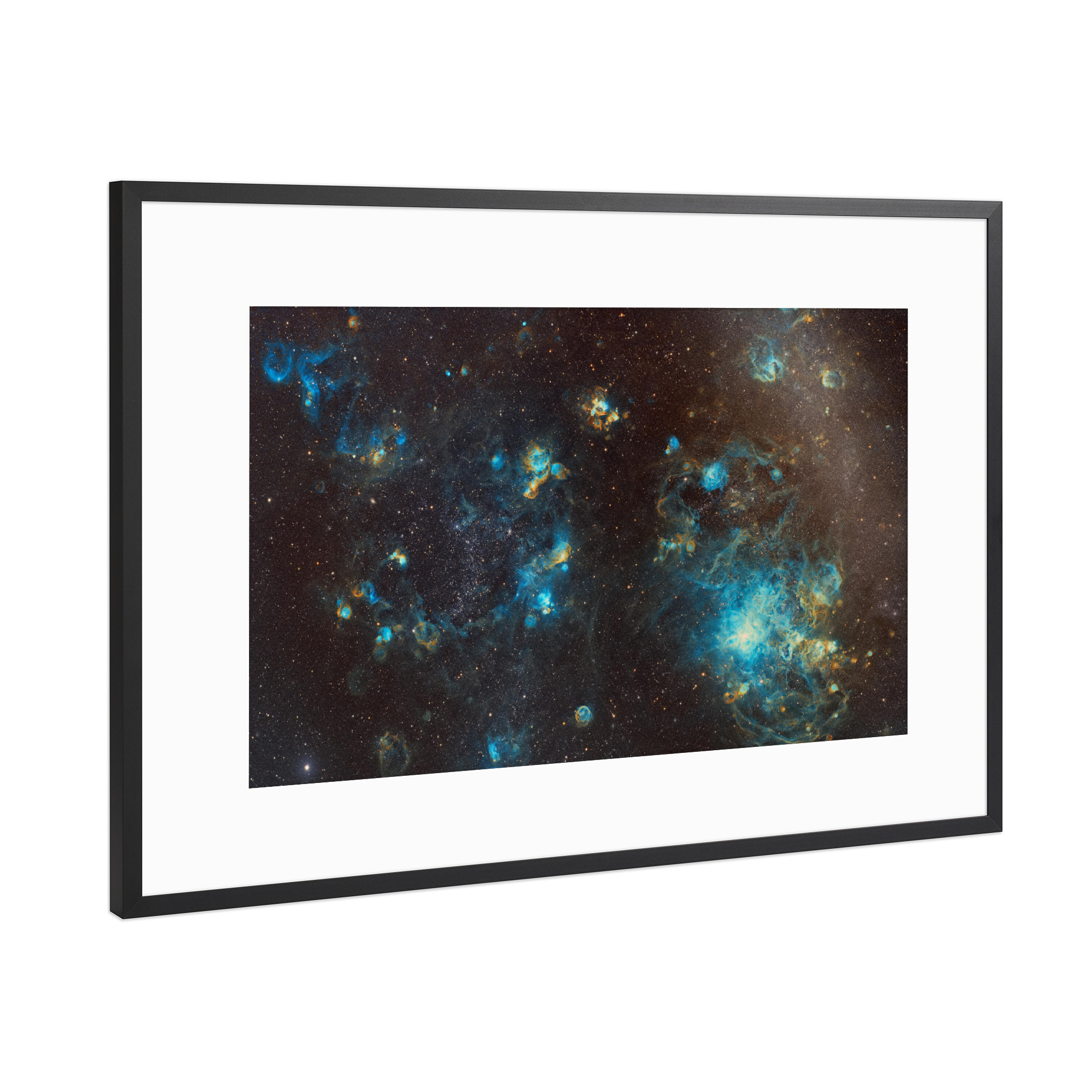 Poster mit Rahmen Schwarz (Metallic) "Tarantelnebel" artboxONE - Galaxy