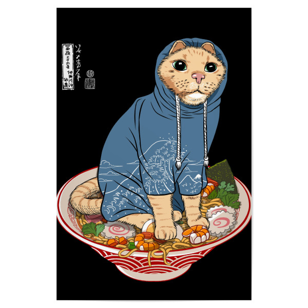 Poster 30x20 cm "Japanese cat on ramen" artboxONE - Tiere