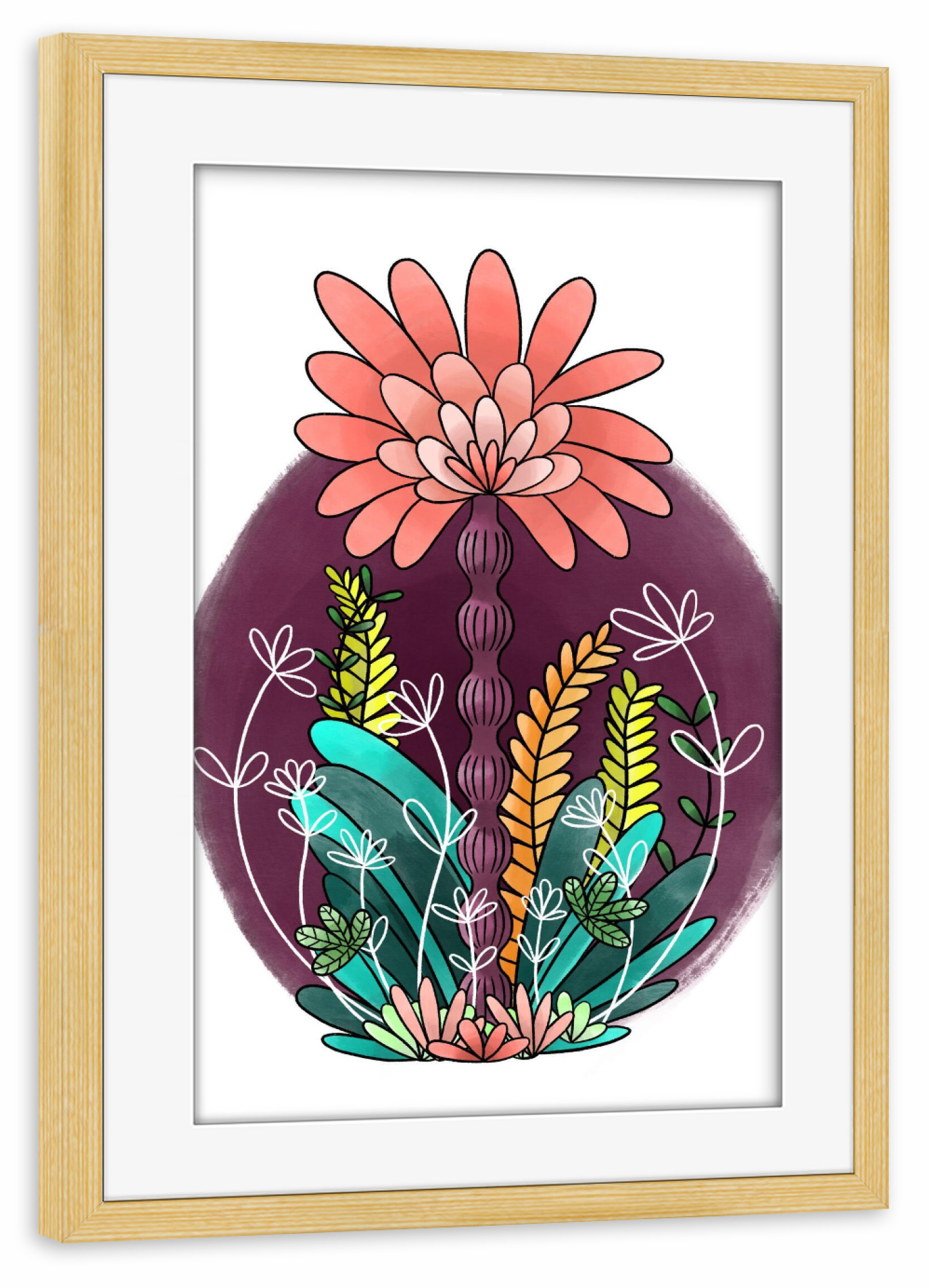 Poster mit Rahmen kiefer "Rosa Palme" artboxONE - Natur,Floral,Abstrakt