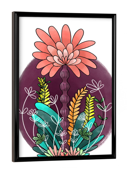 Poster mit schwarzem Rahmen "Rosa Palme" artboxONE - Natur,Floral,Abstrakt