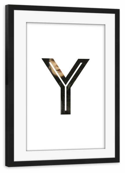 Poster mit Rahmen schwarz "IMPRESS-LETTER Y" artboxONE - Typografie,Fashion,Buchstaben,Buchstaben / Y