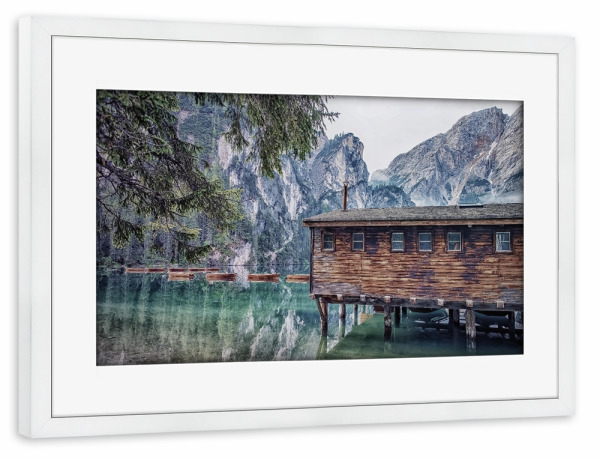 Poster mit Rahmen weiß "Dolomites Lake" artboxONE - Natur,Reise,Architektur,Reise / Länder