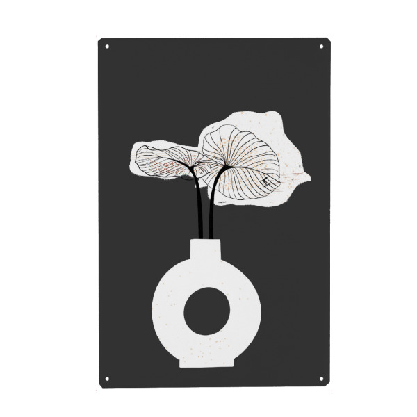 Holzbild "Momo noSix" artboxONE - Natur,Floral,Abstrakt - Blume,Vase,Boho,Boho deko,Trockenblume,Pflanze,Blätter,Herbst,Leaves,Plants,Flowers