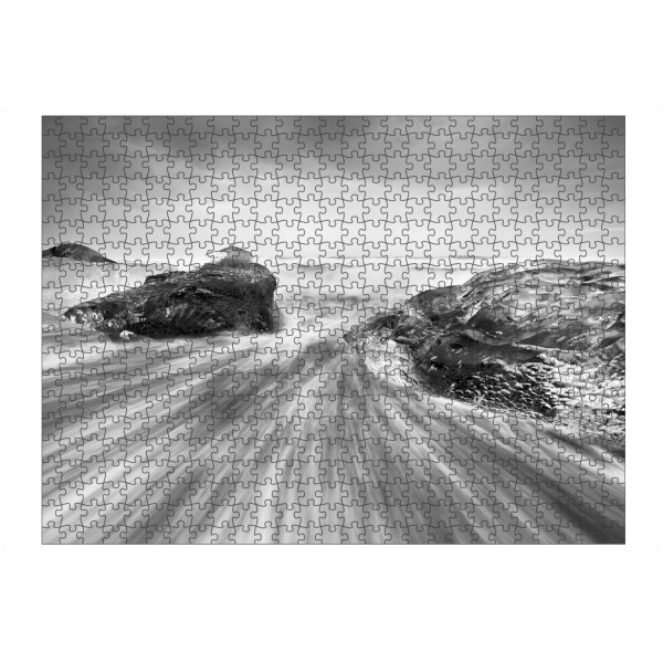 Puzzle Ravensburger "Eisblöcke am schwarzen Strand" artboxONE - Natur,Schwarzweiß,Reise / Strand und Meer