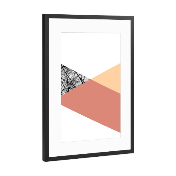 Poster mit Rahmen Schwarz (Metallic) "TRIWOOD - Tangerine" artboxONE - Natur,Architektur,Geometrie,Fashion