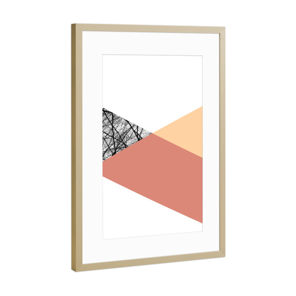 Poster mit Rahmen Gold "TRIWOOD - Tangerine" artboxONE - Natur,Architektur,Geometrie,Fashion