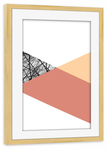 Poster mit Rahmen kiefer "TRIWOOD - Tangerine" artboxONE - Natur,Architektur,Geometrie,Fashion