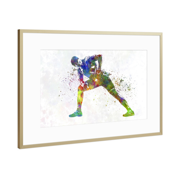 Poster mit Rahmen Gold "Fitness in watercolor-b" artboxONE - Sport - Sport,Sports,Watercolor,Athlete,Fitness,Gymnastics,Gym,Bodybuilding,Exercise