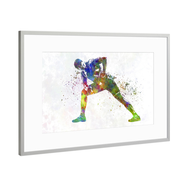 Poster mit Rahmen Silber "Fitness in watercolor-b" artboxONE - Sport - Sport,Sports,Watercolor,Athlete,Fitness,Gymnastics,Gym,Bodybuilding,Exercise