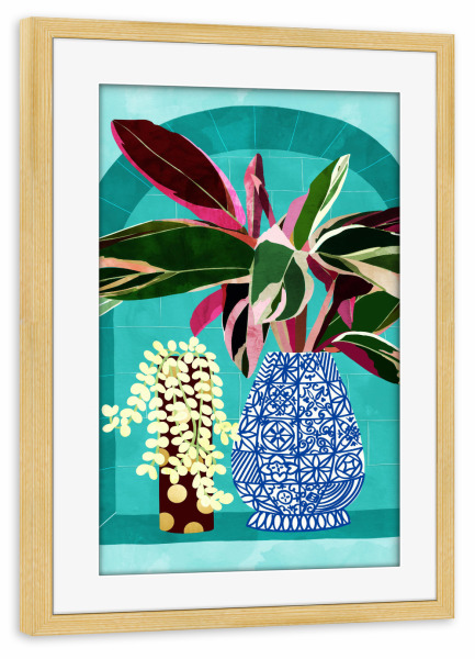 Poster mit Rahmen kiefer "You Cant Buy Happiness" artboxONE - Floral,Abstrakt