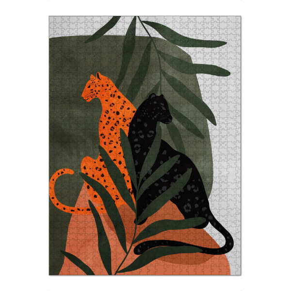 Puzzle Ravensburger "Big Cats with leaves" artboxONE - Floral,Tiere,Abstrakt