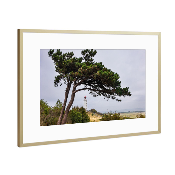 Poster mit Rahmen Gold "Leuchtturm Dornbusch" artboxONE - Natur,Reise,Architektur,Reise / Strand und Meer